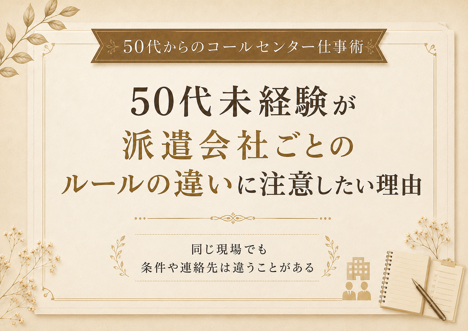 50代未経験が派遣会社ごとのルールの違いに注意したい理由